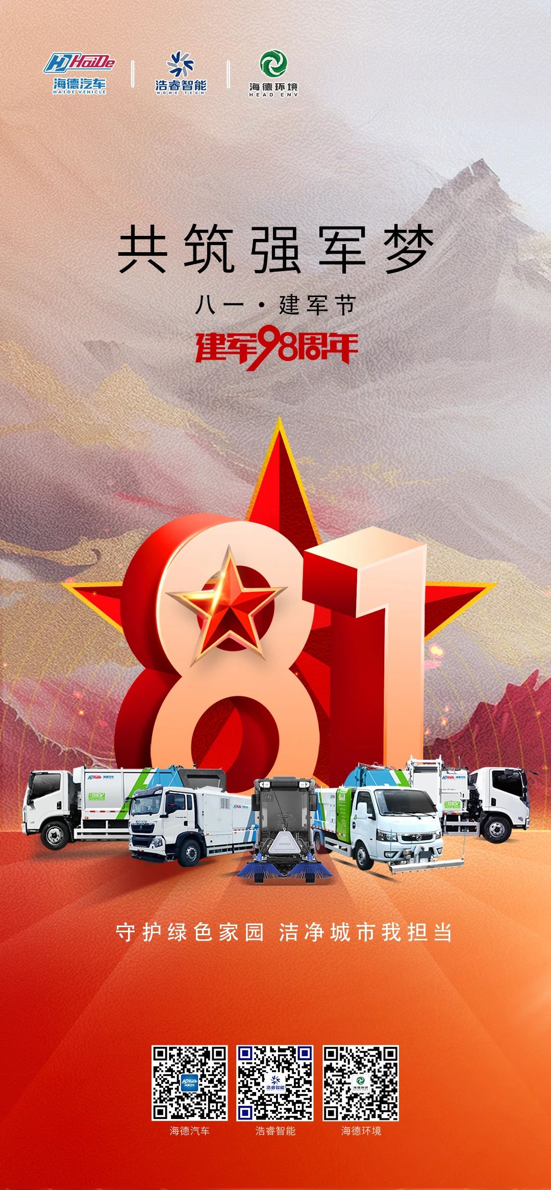 建军节——你保卫国家，我守护洁净！【浩睿智能】致敬每一份“守护”！
